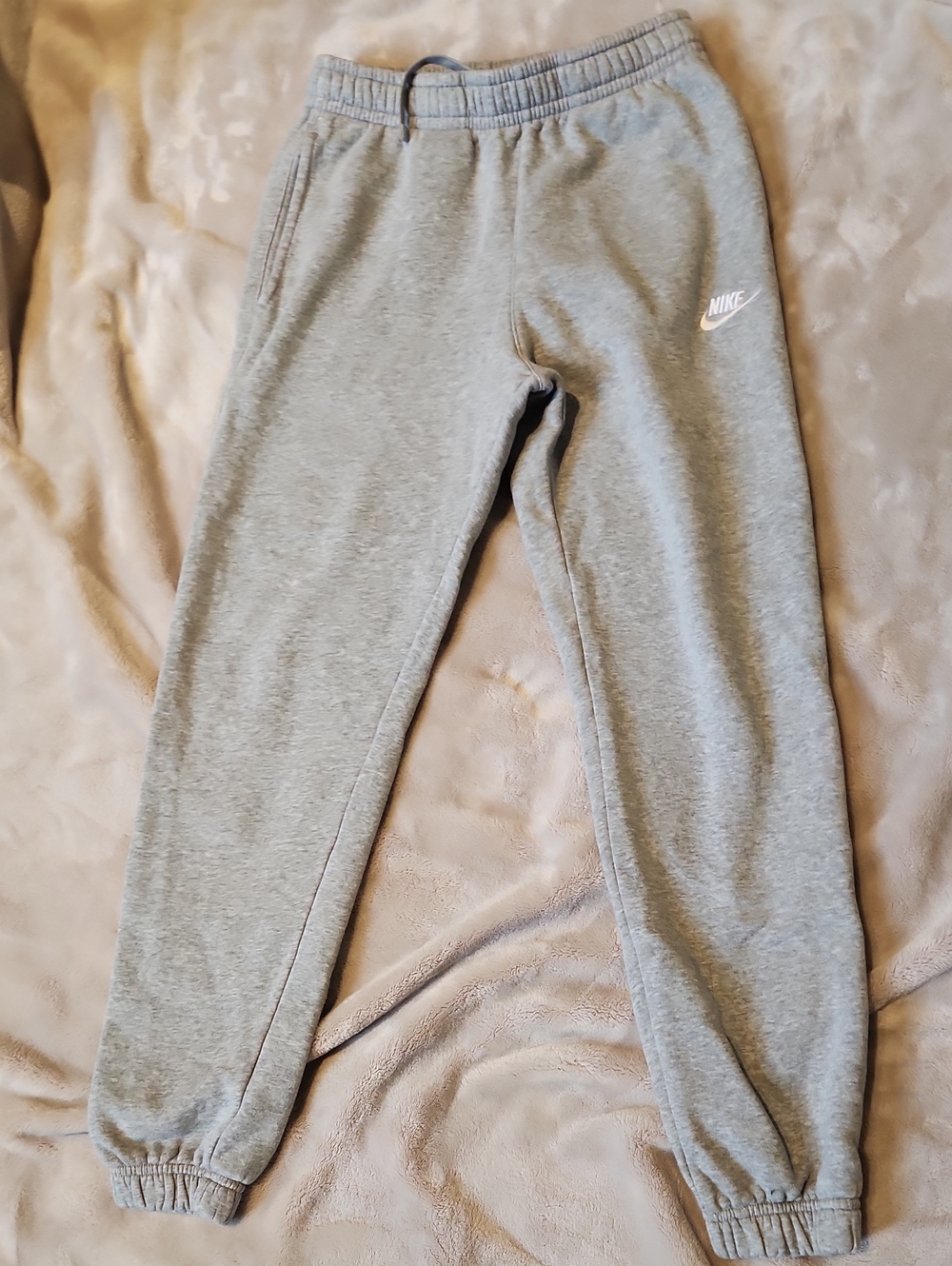 Nike Kids Grey Fleece Joggers with White Logo
